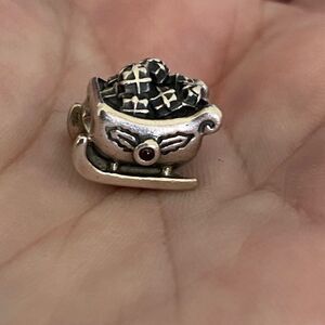 Authentic Pandora Santas Sleigh Garnet CZ Charm